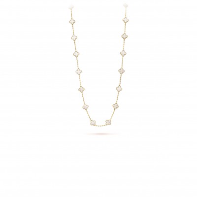 VAN CLEEF ARPELS VINTAGE ALHAMBRA LONG NECKLACE, 20 MOTIFS - YELLOW GOLD, MOTHER-OF-PEARL  VCARA42100